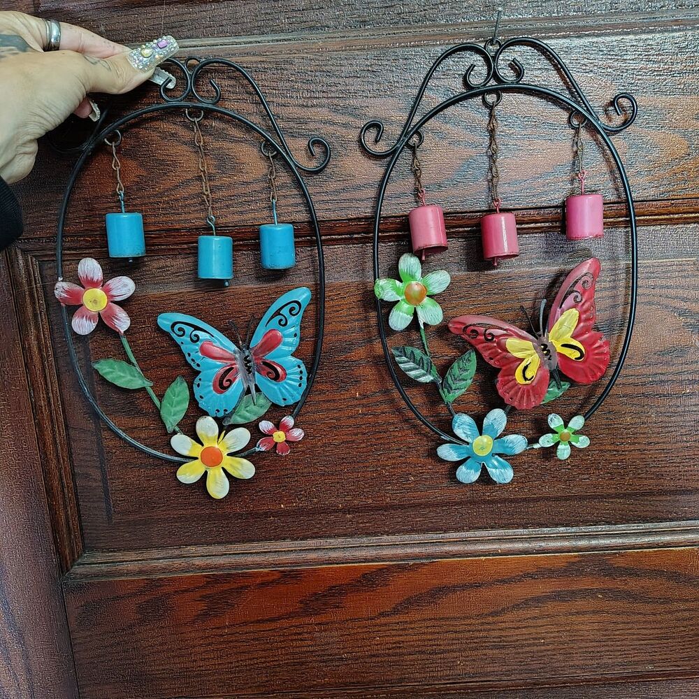 Whimsical Fairycore Butterfly Floral Wind Chime Bundle Of 2